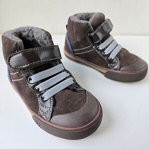 See Kai Run NEW Dane Toddler Boy Brown Sneaker Boots Shearling Lined Size 8 NIB
